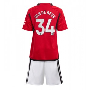 Manchester United Donny van de Beek #34 Replica Home Stadium Kit for Kids 2023-24 Short Sleeve (+ pants)